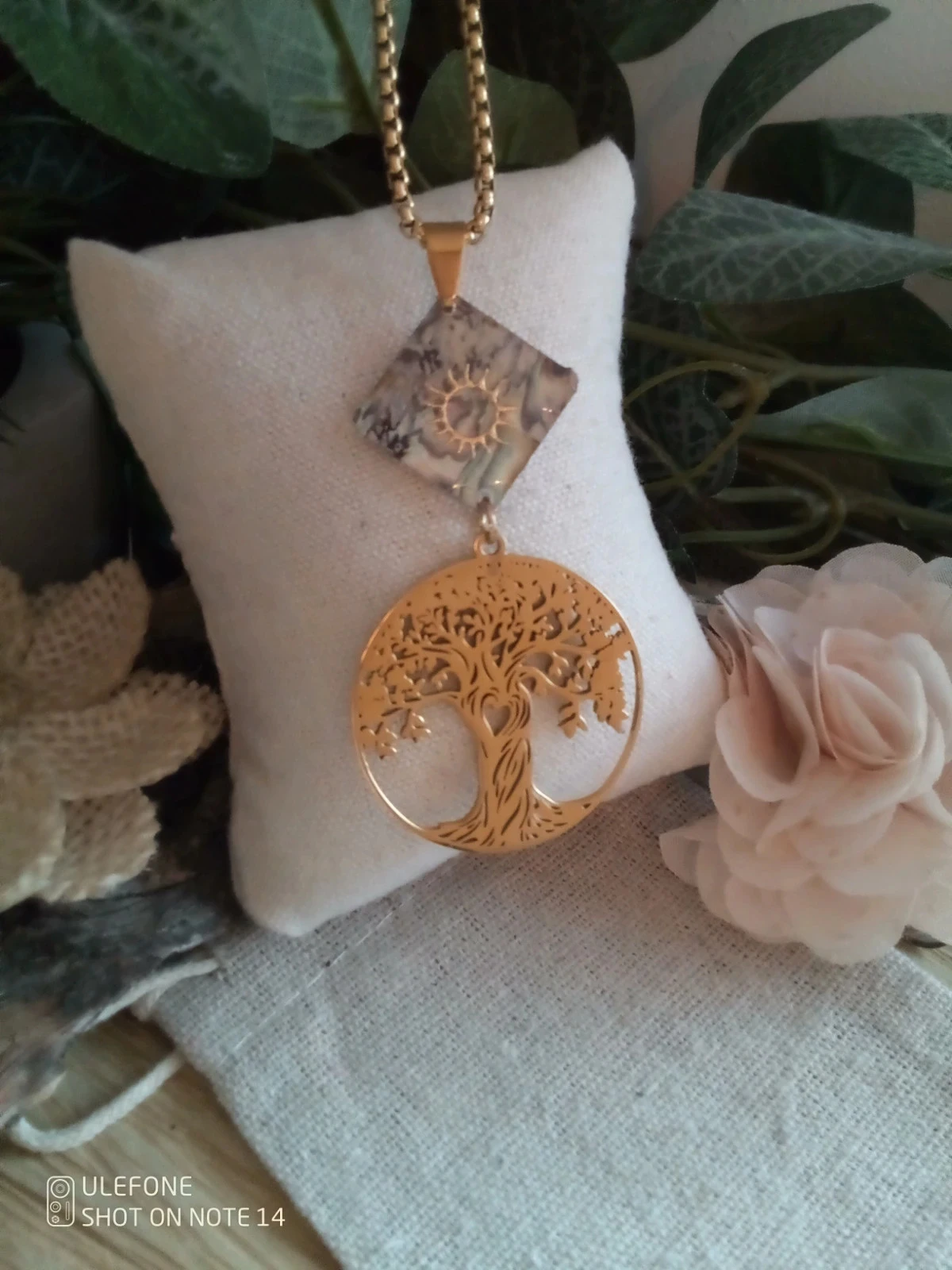 Collier abalone et médaillon arbre bohemia – photo 2